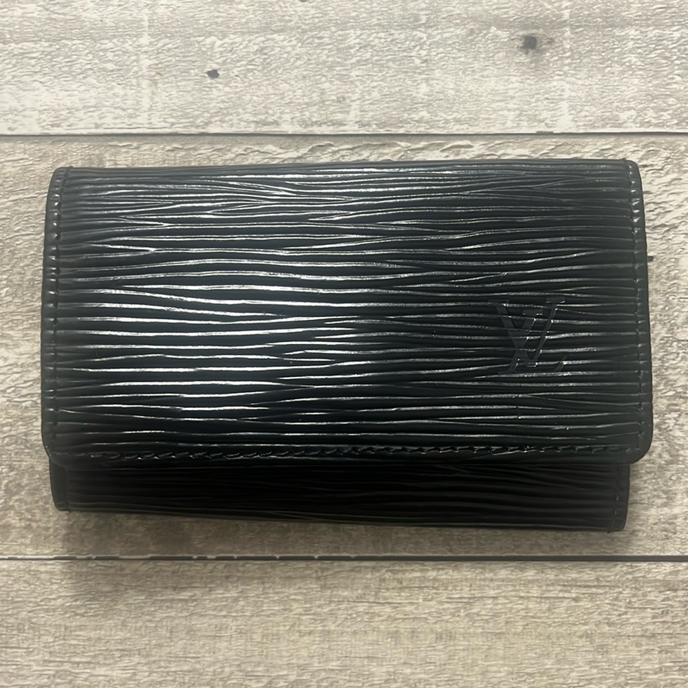 LOUIS VUITTON Black Epi Leather Key and Card Holder